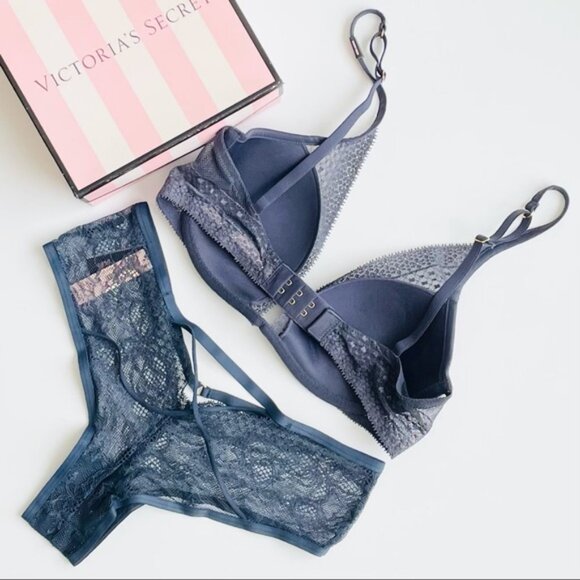 32D XS Victoria’s Secret blue bra set - Picture 5 of 7